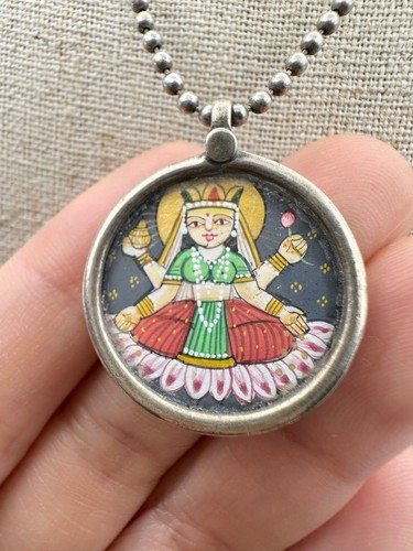 925 sterling silver Hindu goddess pendant Necklace 17.5” - Picture 4 of 7