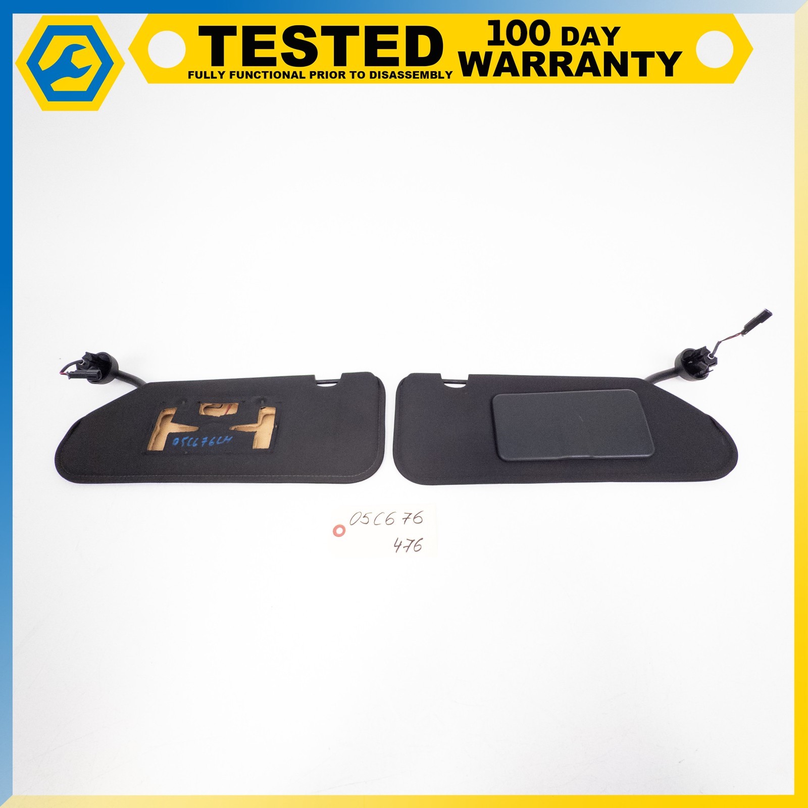 05-09 CHEVROLET CORVETTE C6 FRONT LEFT RIGHT SUN VISOR SHADE MIRROR LIGHT SET OE