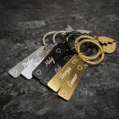 Schlüsselanhänger Set Paar individuell graviert, Name Jahrestag Geschenk gravierbar Ihn Sie