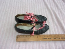 vtg Women Girls Black Leather Dance Shoes with Taps Marbo Macks