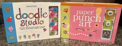 American Girl - Craft Book Lot - Doodle Studio & Paper Punch Art - Kids Gift Set