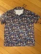 Buc-ees Golf Polo Shirt Men's Large Polyester Spandex BBQ Grill Neon AOP Print