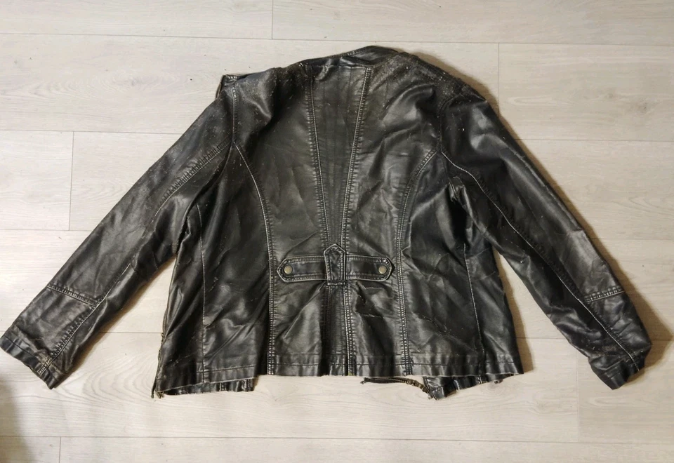 Chaqueta Big Chill Vintage Para Mujer XLarge Suave Negra Imitación Cuero con Bolsillo con Cremallera Foto 2 de 4