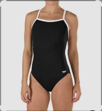 Speedo Women's Endurance Black/white Flyback Training 1 Piece Swimsuit sz 40 New
