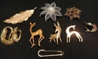 Vintage Costume Jewelry Brooches 9 in lot-Crown Trifari Coro Monet