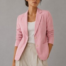 Uniqlo x Ines De La Fressange Linen Cotton Blazer Womens XS Pink Button NWT