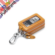 Key Wallet Genuine Leather Car Key Holder Case Keychain Bag Dual Zipper Pouch c