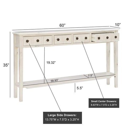 Powell Company Strand 60 in. Cream Rectangle Wood Console Table with Drawers - Picture 11 of 12