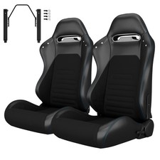 2pc Racing Seats Stitch Pvc Leather Reclinable For Dodge Charger Ford Mustang