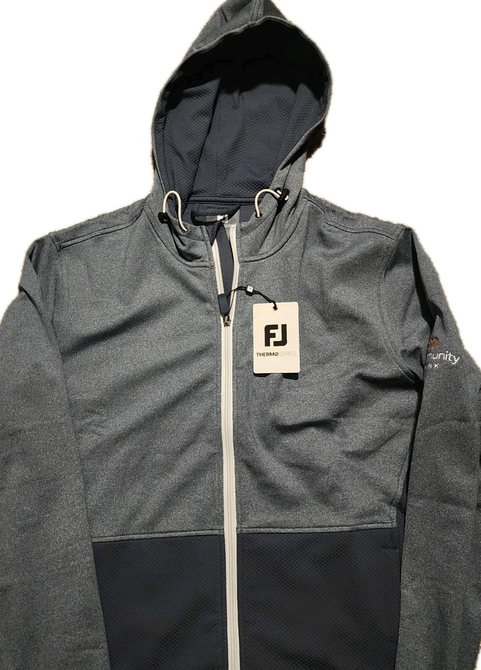 FootJoy Golf Hooded Thermo Series Full Zip Jacket Small Charcoal NWT Logo - Image 2 of 4