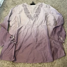 Venezia Boho Embroidered Purple Ombré Blouse Size 18/20 VTG Y2K Fairy