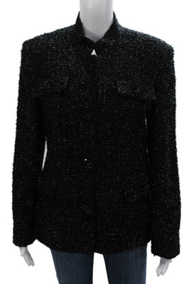 Adam Lippes Women Basic Jacket Black Button Long Sleeve Size L