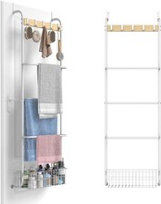Over The Door Towel Rack 5-Tier Bathroom Organizer White