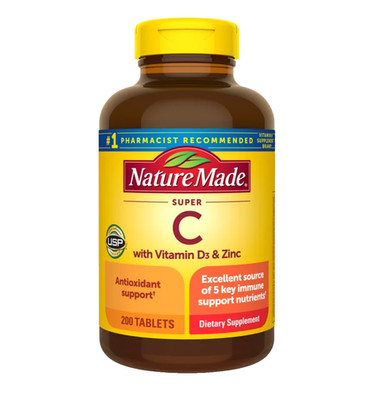 Nature Made Super C with Vitamin D3 & Zinc 200 Tablet Immune Support Exp 03/2027