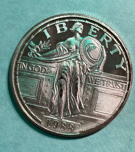 1988 STANDING LIBERTY ONE TROY OUNCE ROUND BU CONDITION