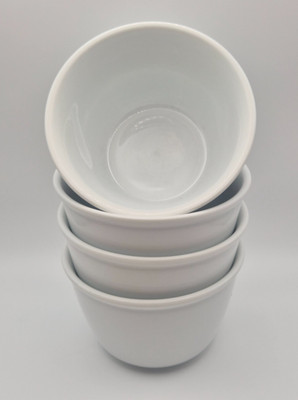  4 Crate & Barrel Heavy White Rolled Top 5.5'' Bowl Deep Soup Cereal All Purpose
