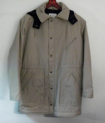 Vintage Men's London Fog Carribou Coat 44 Reg Tan Hooded Plaid Lined Maincoat