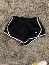 Nike Dri-FIT Women s Black Running Shorts White Trim Drawstring Elastic
