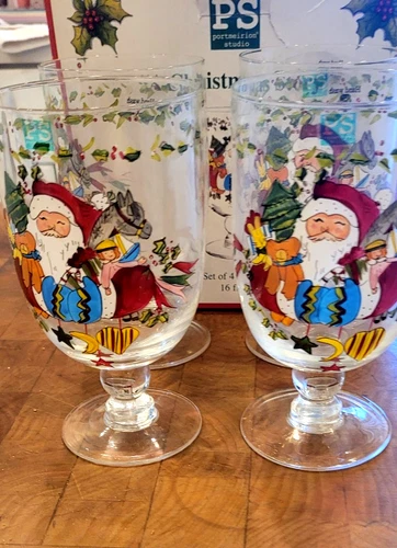 Portmerion Studio “A Christmas Story”  Goblets Four (4) New in box SANTA