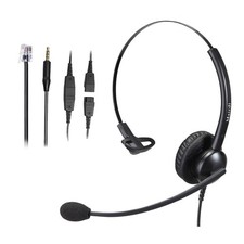Telephone Headset with Noise Canceling Microphone, Mono Office Call Center He...
