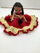 Vintage Hand crocheted Bed Sitter Doll 6 Tall