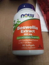 NOW Foods Boswellia Extract 500 mg 90 Softgel Immune Response MCT Oil 7/2026 EXP