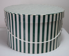 Hat Box Vintage Green White Striped Circular