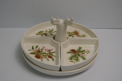 Williams Sonoma Woodland Berry Stag Head Lazy Susan NIB New Christmas Trays - Picture 21 of 24