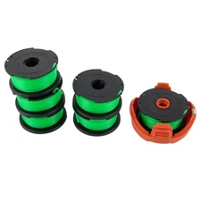 6 Pack Trimmer Spool Line + Cap For Black & Decker GL7033 GL8033 GL9035