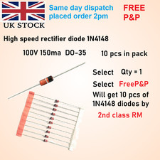 High speed rectifier diode 1N4148, 100V 150 ma for repair & DIY, 10 pcs in pack