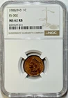 1900/9-0 Indian Head Penny - FS-302 Snow-3 - NGC MS 62 RB Rare Variety!