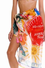 Agua Bendita x Hawaiian Tropic Sarong Cover up Marine Tahiti One Size NWT