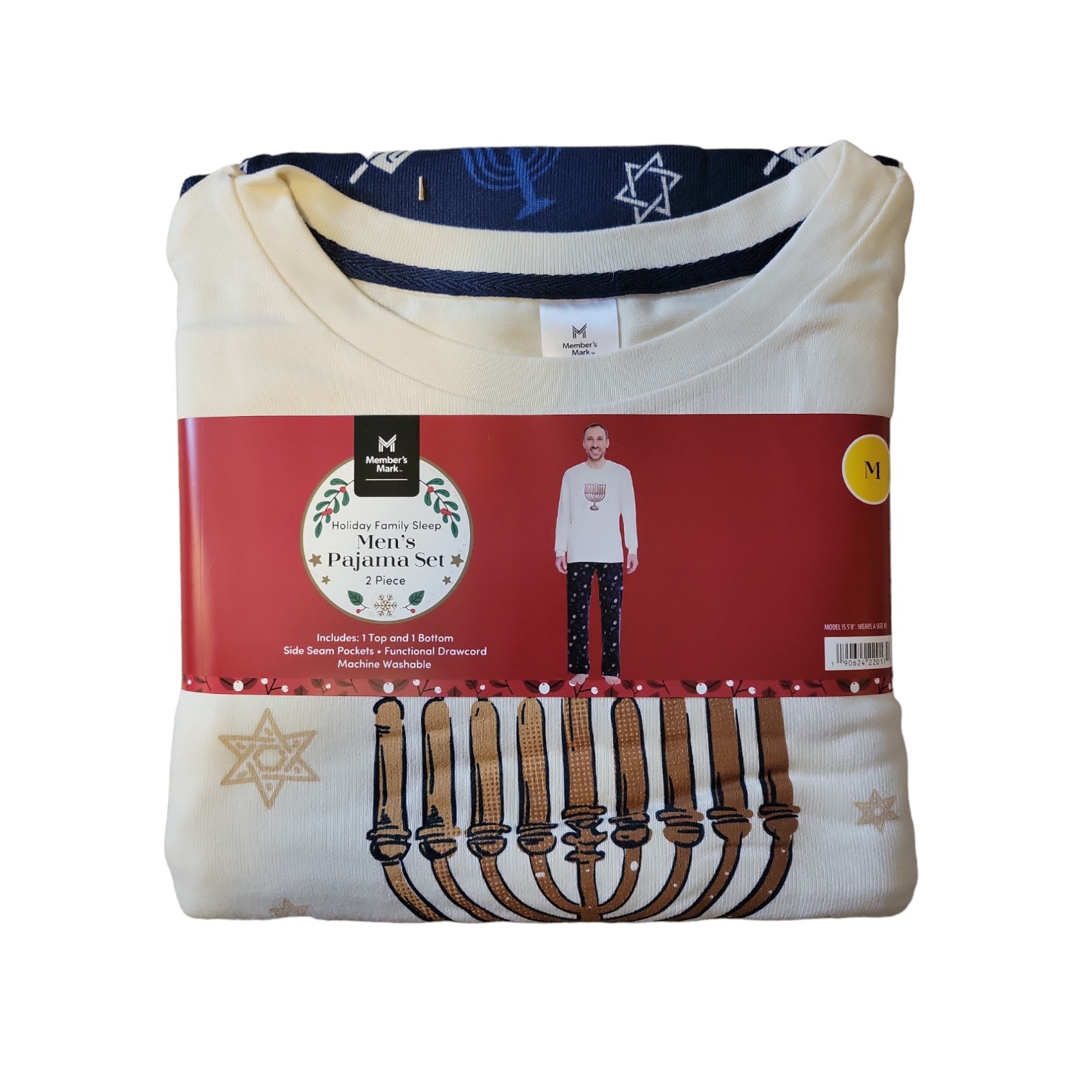 Member's Mark Men's Holiday Family Sleep Long Sleeve - Pant Pajama Set (Ivory