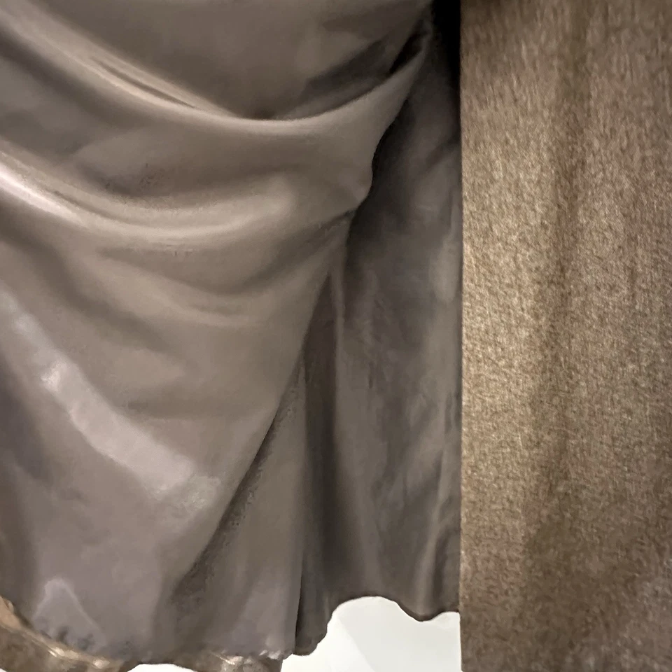 Falda Vintage Mezcla Lana Talla 14 Cintura Años 70 Taupe Estilo Envolvente Falda con Bolsillos Foto 2 de 4