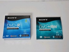 NEW 3 Pack Sony Handycam DVD-R 2.8 GB Double Sided 60 Min NIB Plus 1 DVD-RW