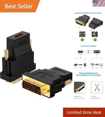 DVI to HDMI Adapter 2-Pack, Gold-Plated, 1080P, Black