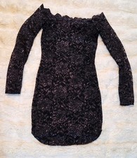 Windsor Black Shimmer Lace Off Shoulder Mini Dress Whimsigoth Dark Fairy Size~XS