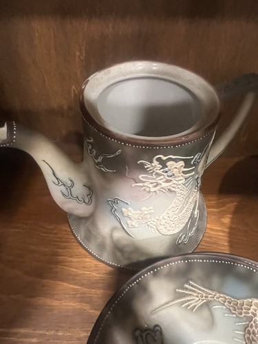 Dragon TEA SET Japan Hand Painted Moriage 12 pcs set 11 plates & Teapot READ - Picture 2 of 9