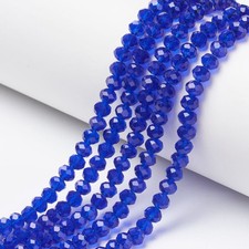 50 Royal Blue Glass Beads Crystal Faceted 6x5 Sparkle Jewelry Making Bulk