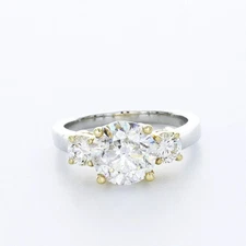 3-Stone Engagement Ring Classic Platinum 3.68 CT Round Lab-Grown Diamond F SI1