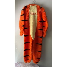 Vintage Disney Store Tigger Costume Kids 8-10 Sherpa Fleece Jumpsuit w/ Sound