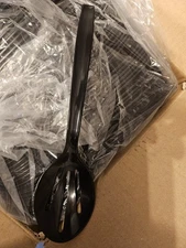 Waddington North America A9SSPBL 8.7 in Slotted Black Serving Spoon 100 Count 