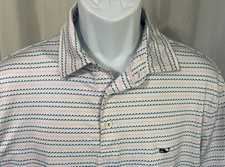 Vineyard Vines Men's white, pink and blue Performance golf polo shirt Medium M