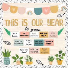 Classroom Bulletin Board Decorations, Boho Motivational Bulletin Board Set, Grow