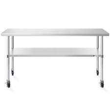 30x60 Stainless Steel Prep Table with Casters, NSF Commercial Restaurant Kitchen