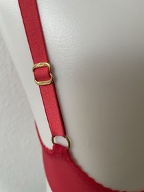 Agent Provocateur Bra Women Sz 32B Ellora Demi Polka Dot Sheer Red Lingerie