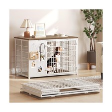 YATINEY Foldable Dog Crate Furniture, Dog Crate with DIY Frame, Heavy Duty Do...