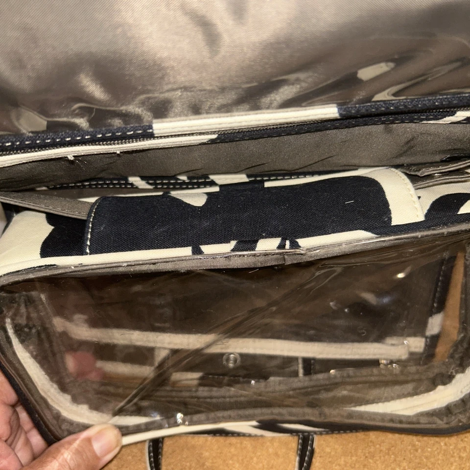 Kate Spade Voyager Purse/Bag Toiletry Travel Detachable Case Crème/Black Floral - Image 4 of 4