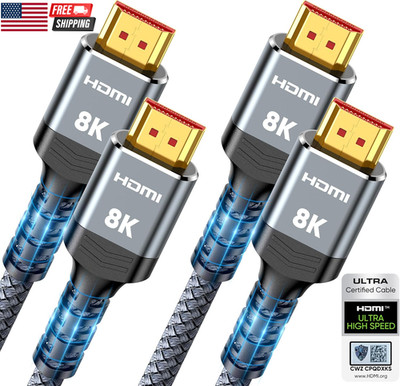 10K 8K HDMI 2.1 Cable 2-Pack 6.6FT,  Certified 48Gbps Ultra High Speed Slim HDMI