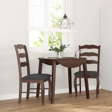 Sedie da Pranzo con Cuscini 2pz Marrone Legno Massello di Hevea